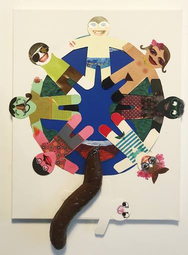Original Pop Art World Culture Collage by Maria Schwartzman