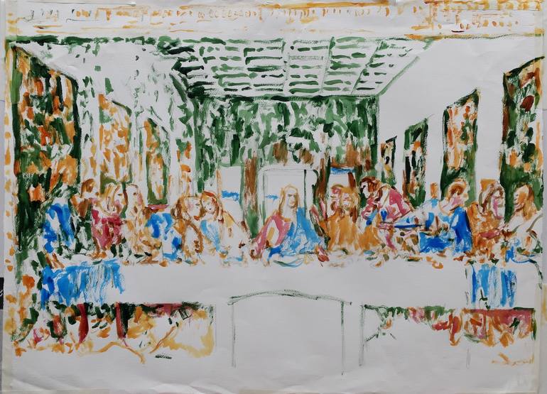 Original Expressionism Religion Painting by Bachmors Artist