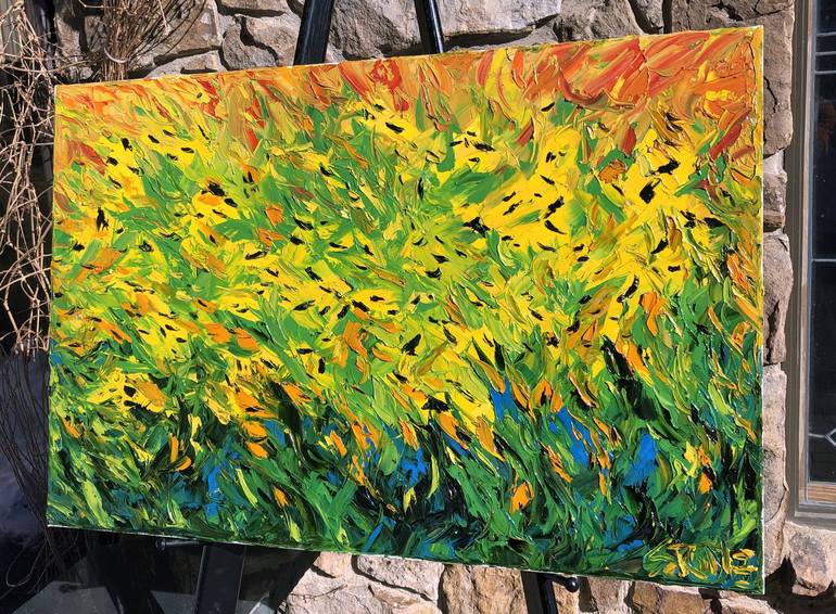 Original Abstract Expressionism Garden Painting by Bill Stone