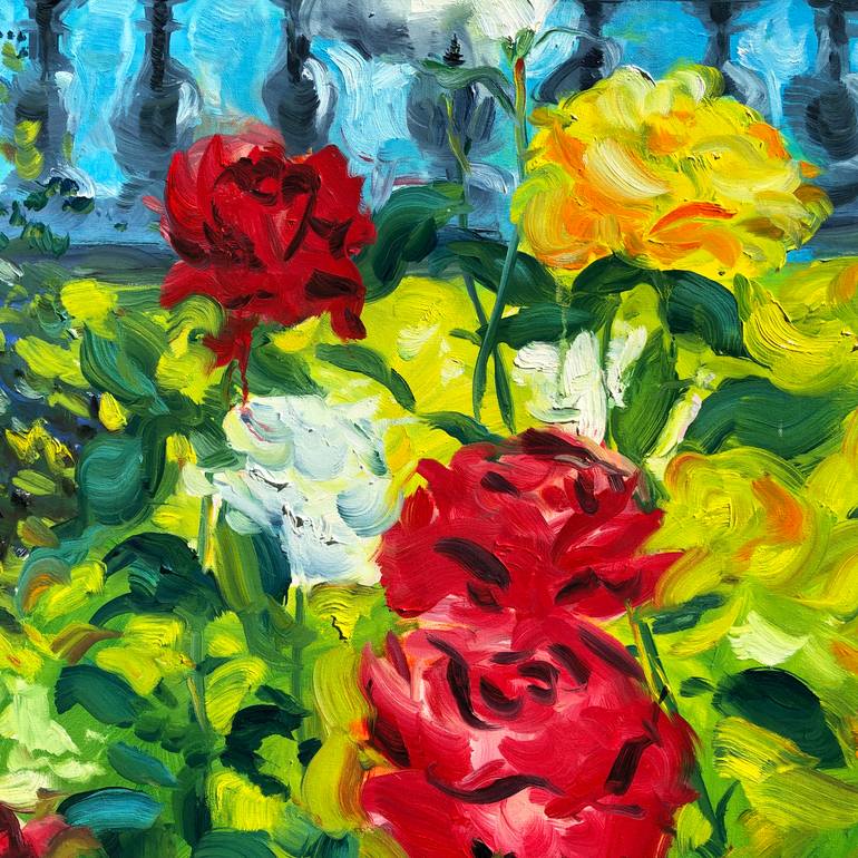 Original Impressionism Garden Painting by Bill Stone
