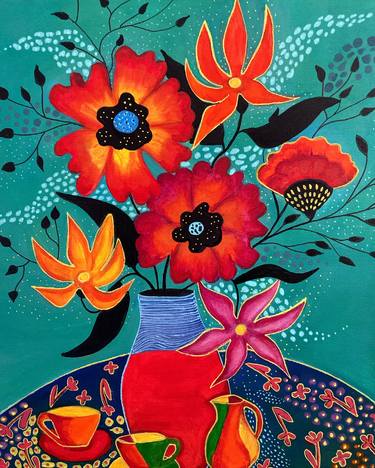 Original Abstract Floral Paintings by Anna Topalova Moya