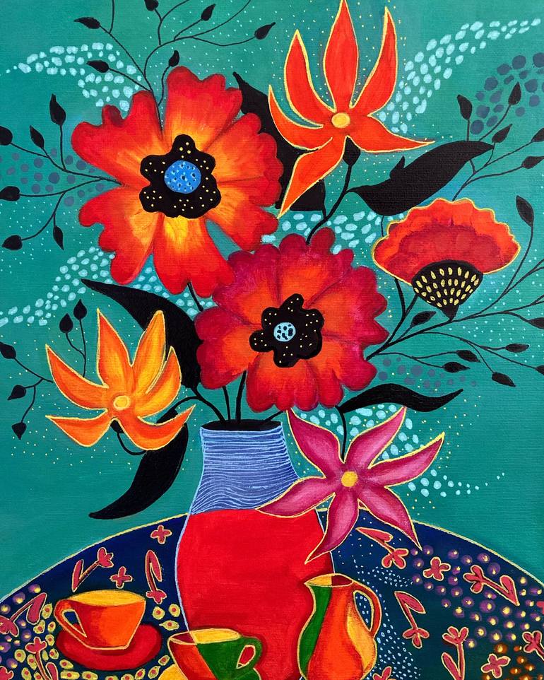 Print of Abstract Floral Paintings by Anna Topalova Moya