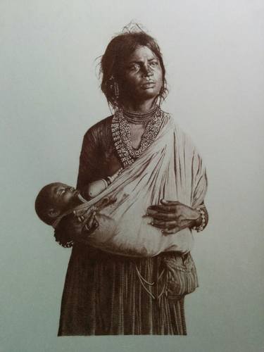Print of Figurative Rural life Drawings by Bindu Devasi
