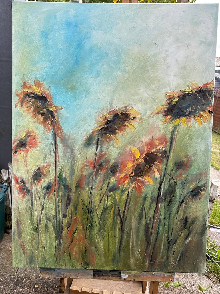Original Abstract Expressionism Floral Painting by Natalia Esanu