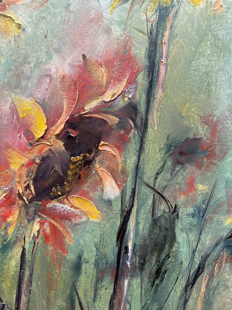 Original Abstract Expressionism Floral Painting by Natalia Esanu