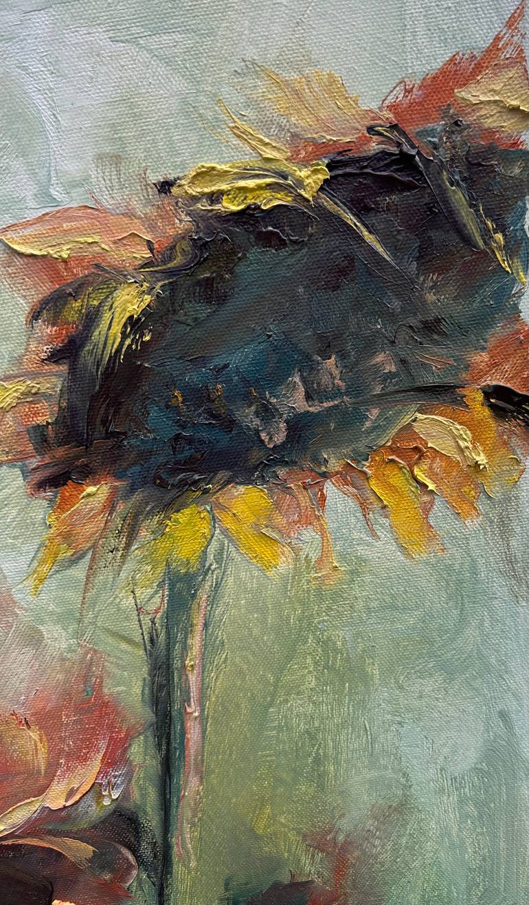Original Abstract Expressionism Floral Painting by Natalia Esanu