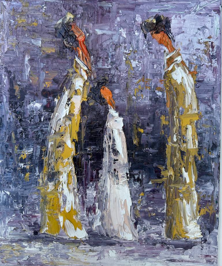 Original Family Painting by Natalia Esanu | Abstract Expressionism Art on Canvas | Echoes of Three