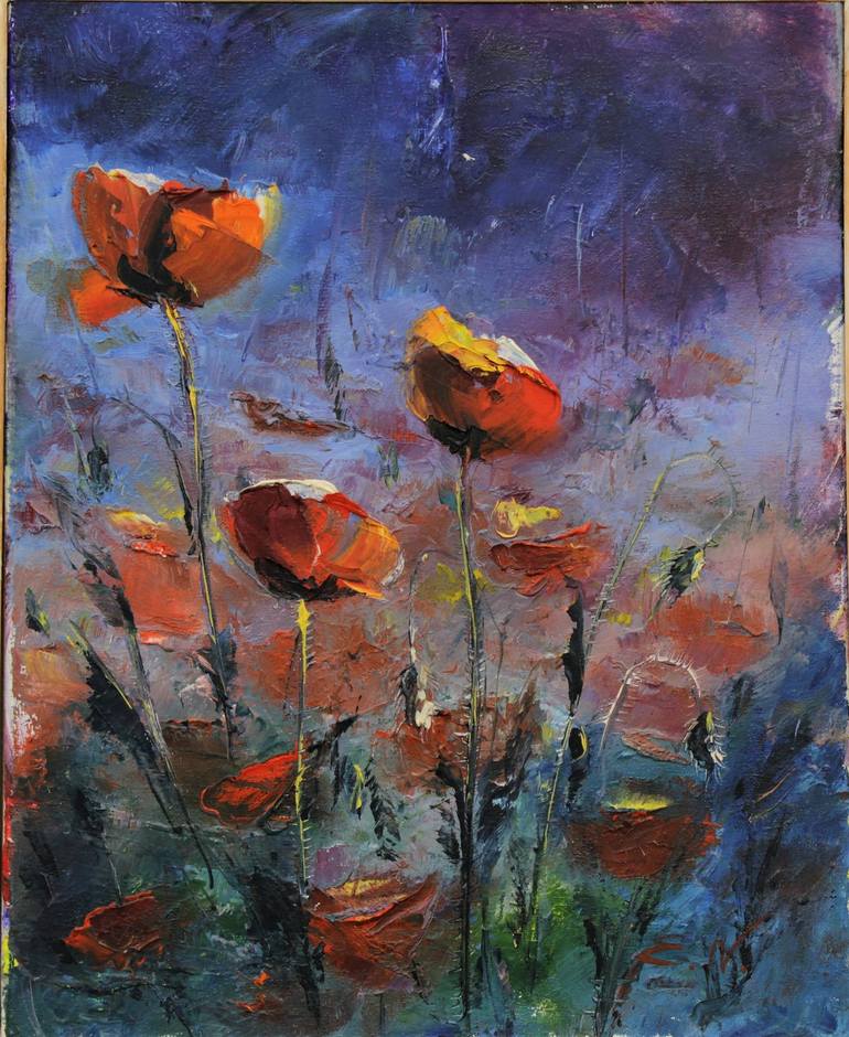 poppies in the field Painting by Natalia Esanu | Saatchi Art