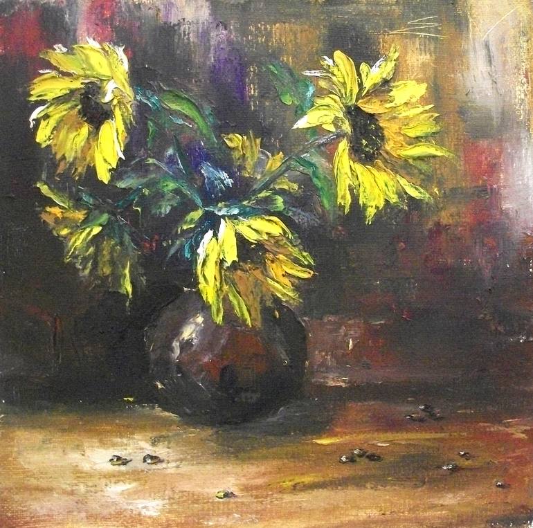 Original Expressionism Floral Painting by Natalia Esanu