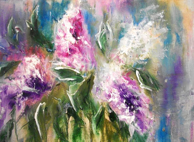 Original Abstract Expressionism Floral Painting by Natalia Esanu