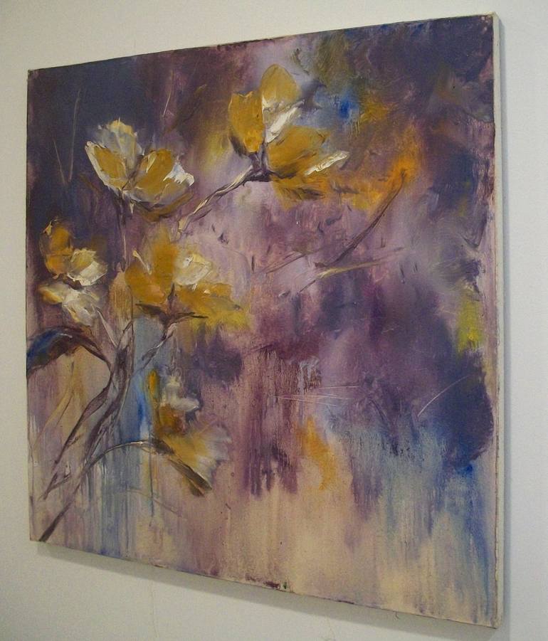 Original Abstract Expressionism Floral Painting by Natalia Esanu