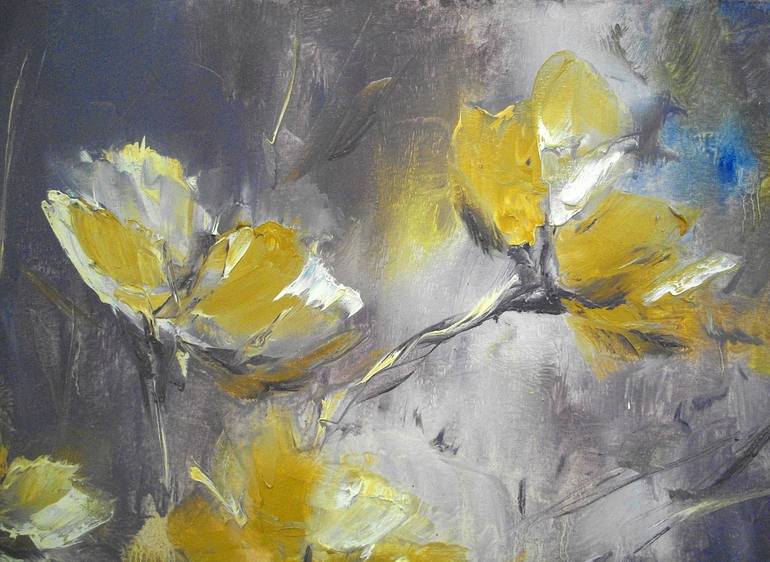 Original Abstract Expressionism Floral Painting by Natalia Esanu
