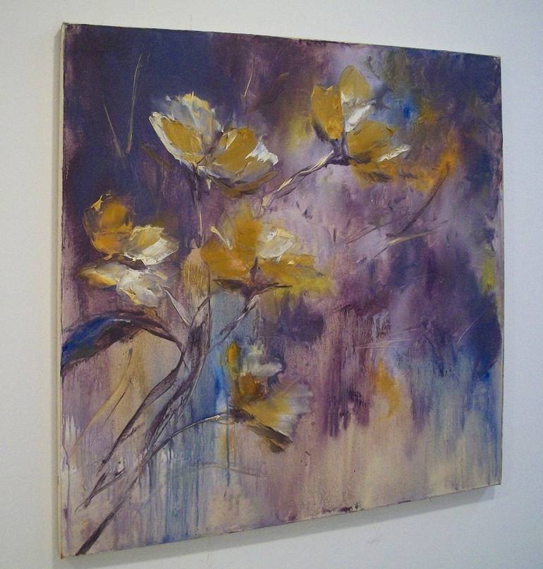 Original Abstract Expressionism Floral Painting by Natalia Esanu