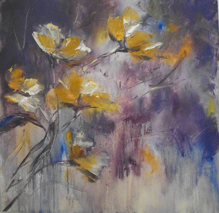 Original Abstract Expressionism Floral Painting by Natalia Esanu