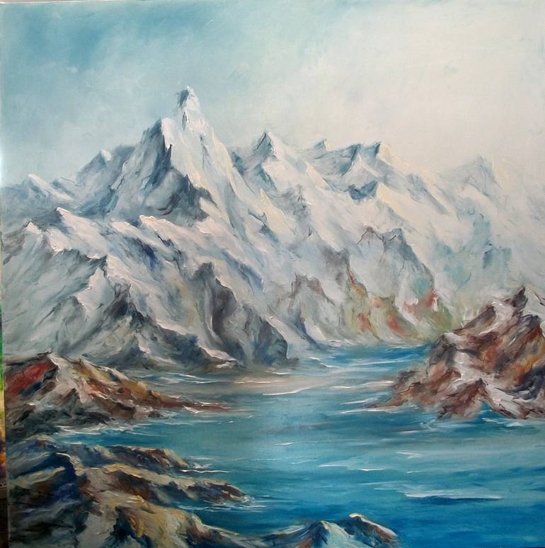 Mountain scenery Painting by Natalia Esanu | Saatchi Art