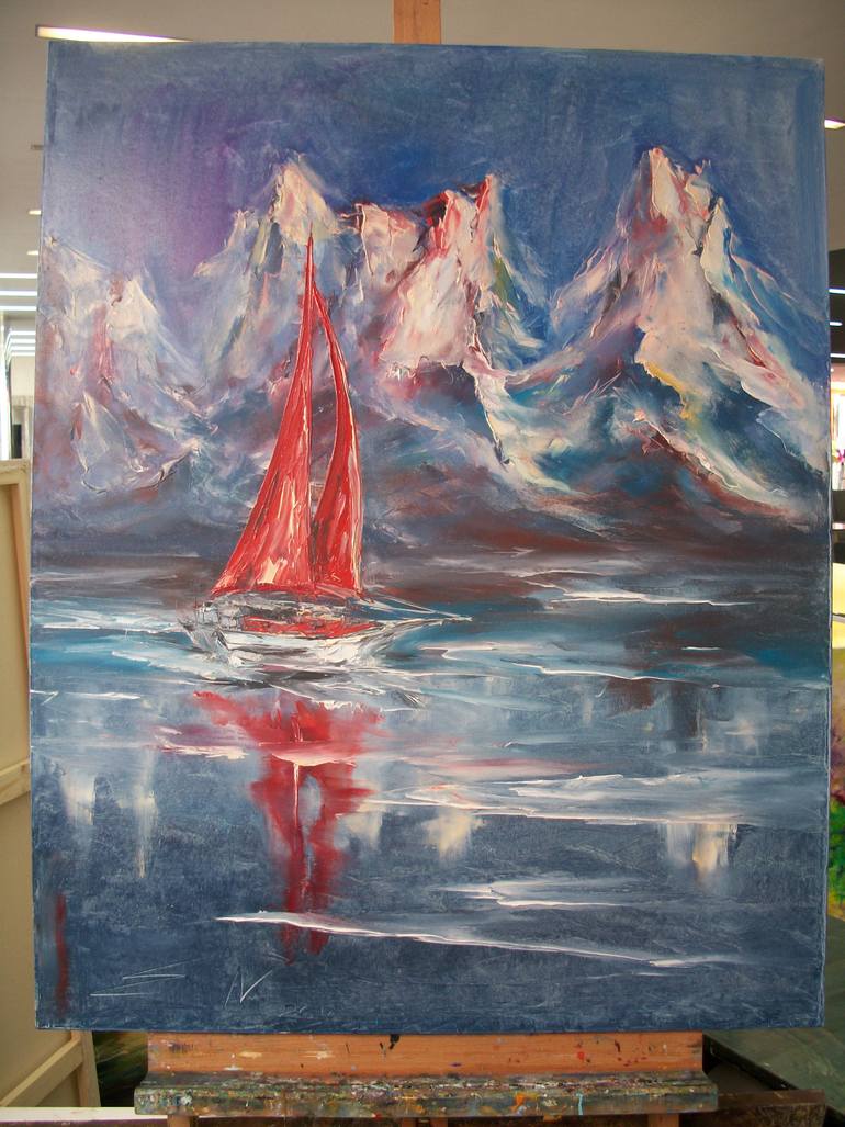 Original Abstract Expressionism Landscape Painting by Natalia Esanu