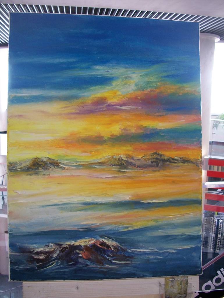 Original Abstract Expressionism Seascape Painting by Natalia Esanu