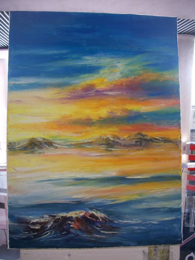 Original Abstract Expressionism Seascape Painting by Natalia Esanu