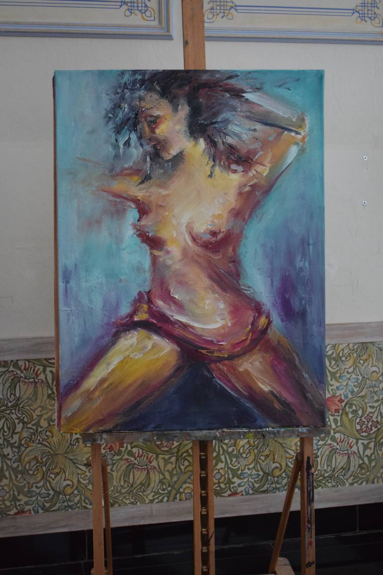 Original Abstract Expressionism Women Painting by Natalia Esanu