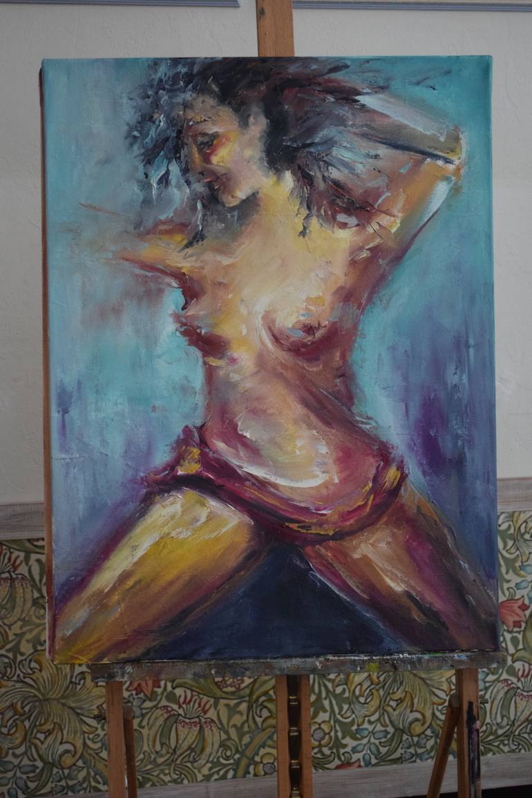 Original Abstract Expressionism Women Painting by Natalia Esanu