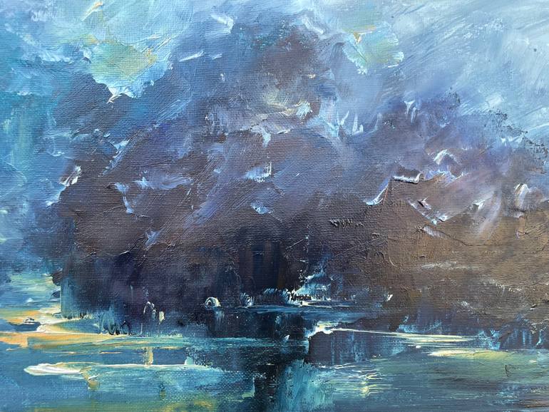 Original Abstract Expressionism Landscape Painting by Natalia Esanu