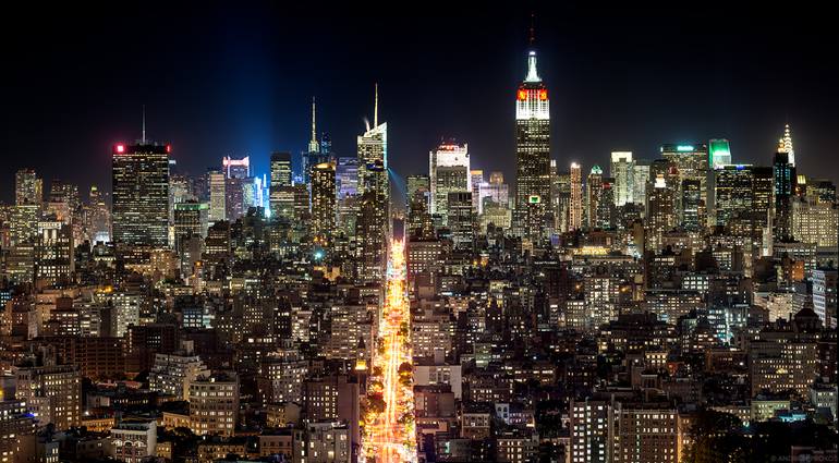 Brooklyn Bridge and Lower Manhattan Skyline at Night - Fine Art Photo -  PROKOS