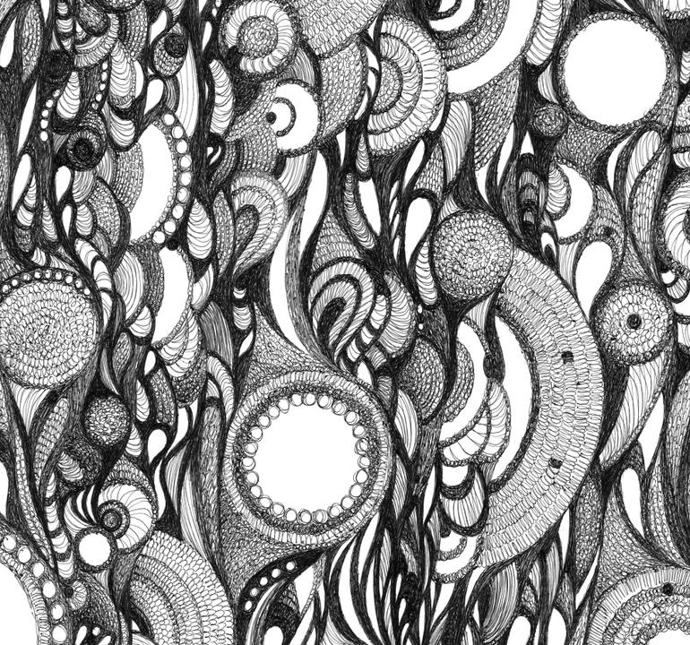 Original Abstract Garden Drawing by Stefania Miola