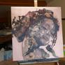 Artwork on easel in different light