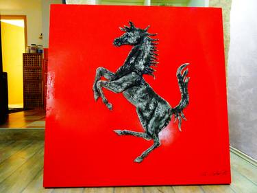 "WILD HORSE"dim: 125,5 cm x 125,5 cm x 5,5cm + 3 cm relief,sculpture thumb