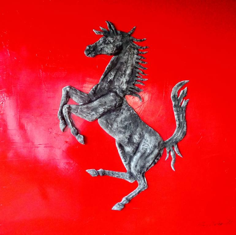 "WILD HORSE"dim: 125,5 cm x 125,5 cm x 5,5cm + 3 cm relief,sculpture - Print