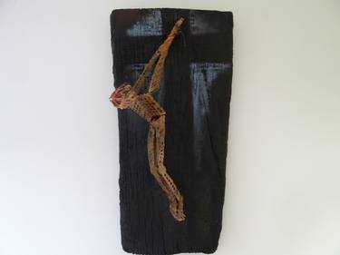"JESUS" dim: 61 x 32 x 13 cm material: burned wood,wire, grout,construction adhesive... thumb