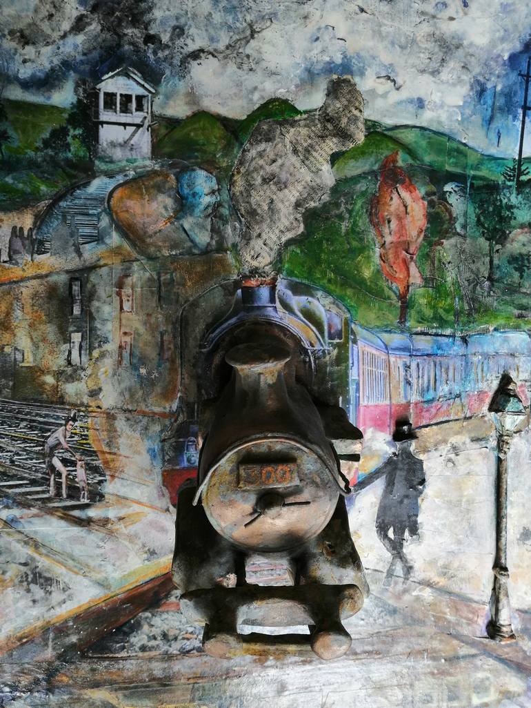 Original Conceptual Train Painting by Mateo Kos