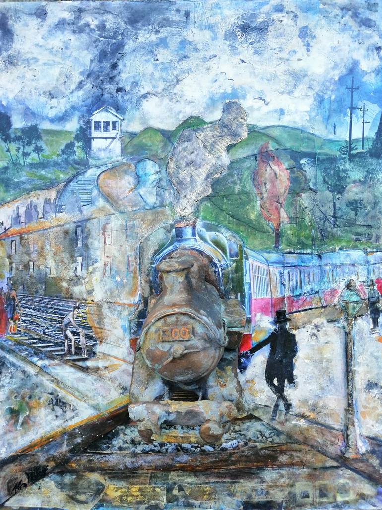 Original Train Painting by Mateo Kos