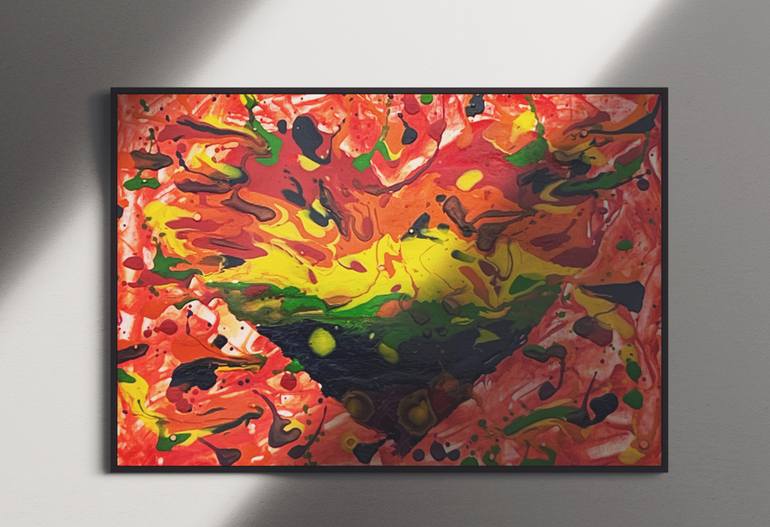 Original Abstract Expressionism Love Painting by Hannelore Baron