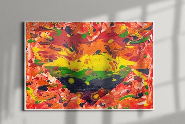 Original Abstract Expressionism Love Painting by Hannelore Baron