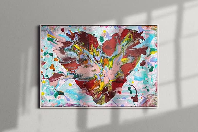 Original Abstract Love Painting by Hannelore Baron