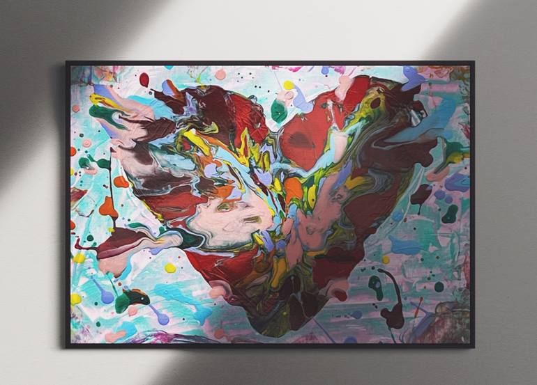 Original Abstract Love Painting by Hannelore Baron