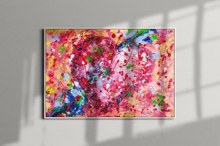 Original Abstract Expressionism Love Painting by Hannelore Baron