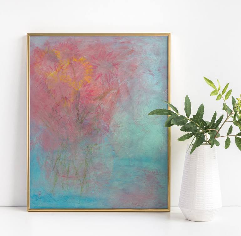 Original Abstract Floral Painting by Hannelore Baron
