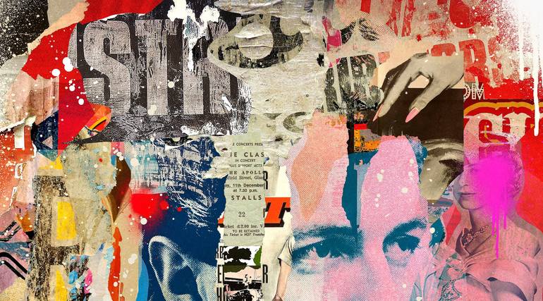 Original Abstract Pop Culture/Celebrity Collage by Peter Horvath