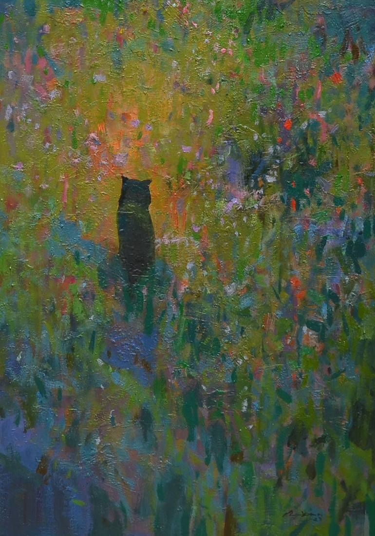 Original Contemporary Cats Painting by Vytautas Laisonas