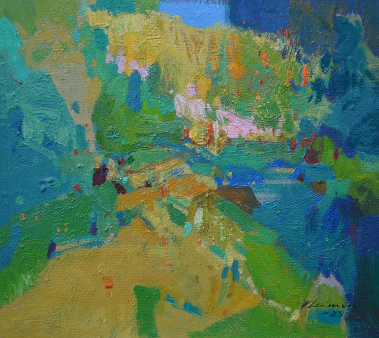 Original Abstract Landscape Painting by Vytautas Laisonas