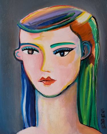 Original Portraiture Women Painting by Aldo Guru