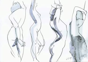 Print of Fine Art Nude Drawings by Liudmila Iliuchina