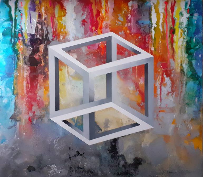 Original Black & White Geometric Painting by Arno Bruse