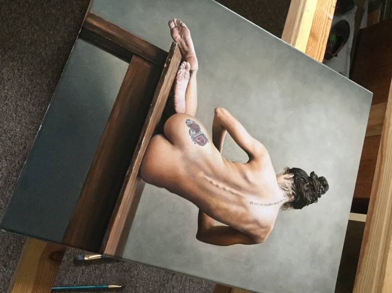 Original Figurative Nude Painting by Sally Lancaster