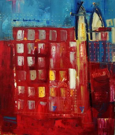 Original Abstract Architecture Paintings by Lesya Ros