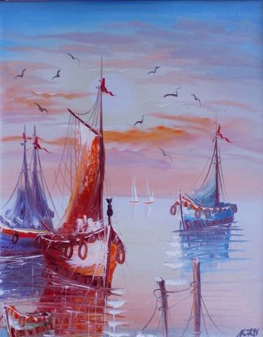 Print of Fine Art Boat Paintings by krista may