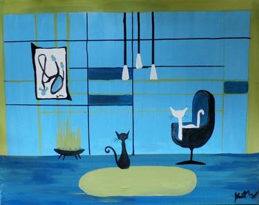 Print of Surrealism Cats Paintings by krista may