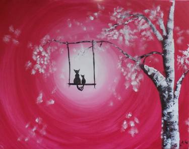 Print of Surrealism Cats Paintings by krista may
